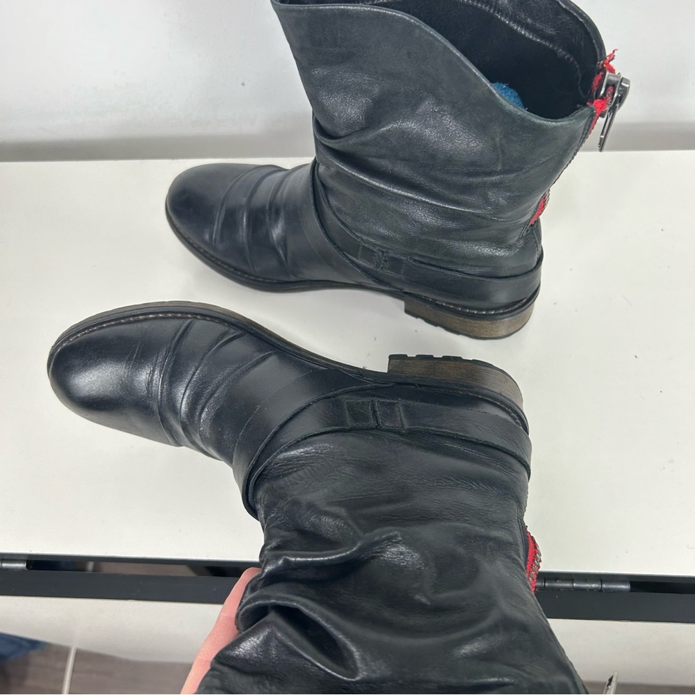 REMONTE black leather moto combat boots - Picture 8 of 11